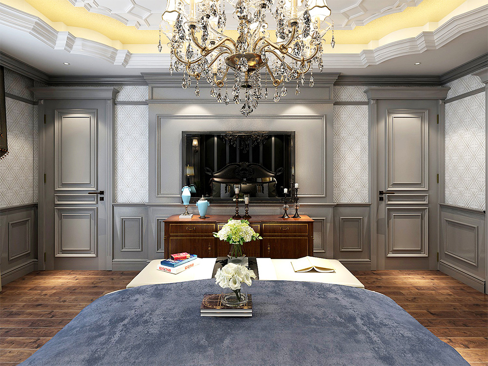 装修案例经典美式风格别墅装修效果图-主卧 装修案例经典美式风格别墅装修效果图-主卧