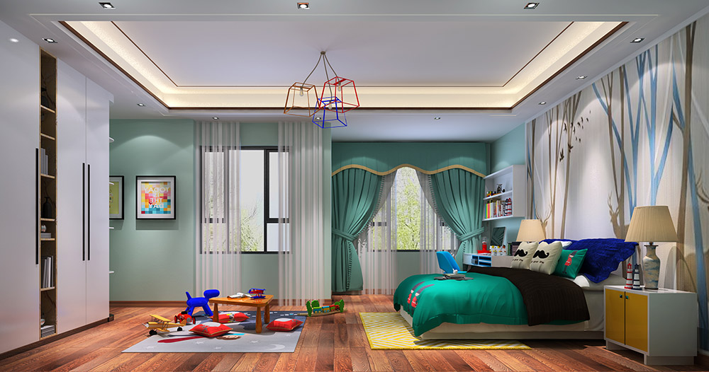 新中式风格别墅装修效果图-东逸湾翠河涧四居190平米-小孩房 新中式风格别墅装修效果图-东逸湾翠河涧四居190平米-小孩房