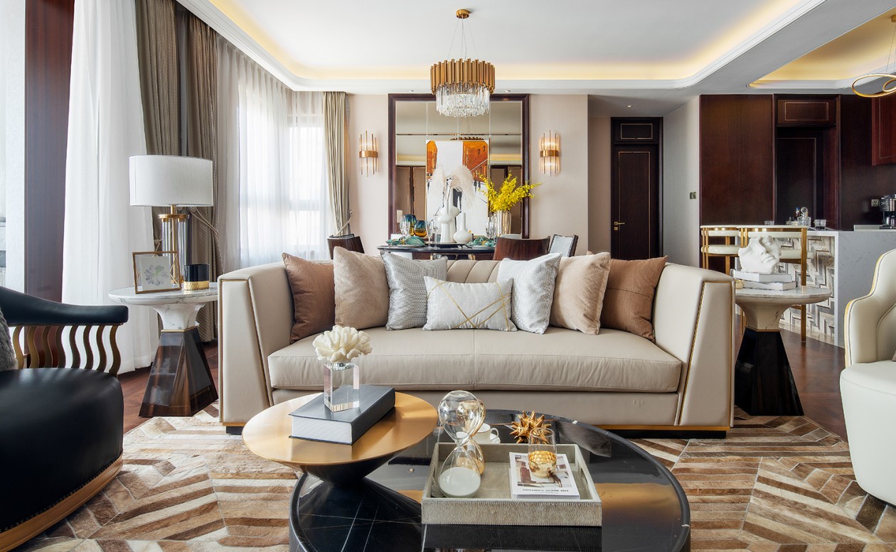 欧式轻奢风格家装设计室内装修效果图-客厅沙发茶几 欧式轻奢风格家装设计室内装修效果图-客厅沙发茶几