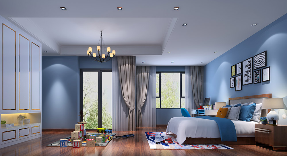 新中式风格别墅装修效果图-东逸湾翠河涧四居190平米-儿童房 新中式风格别墅装修效果图-东逸湾翠河涧四居190平米-儿童房