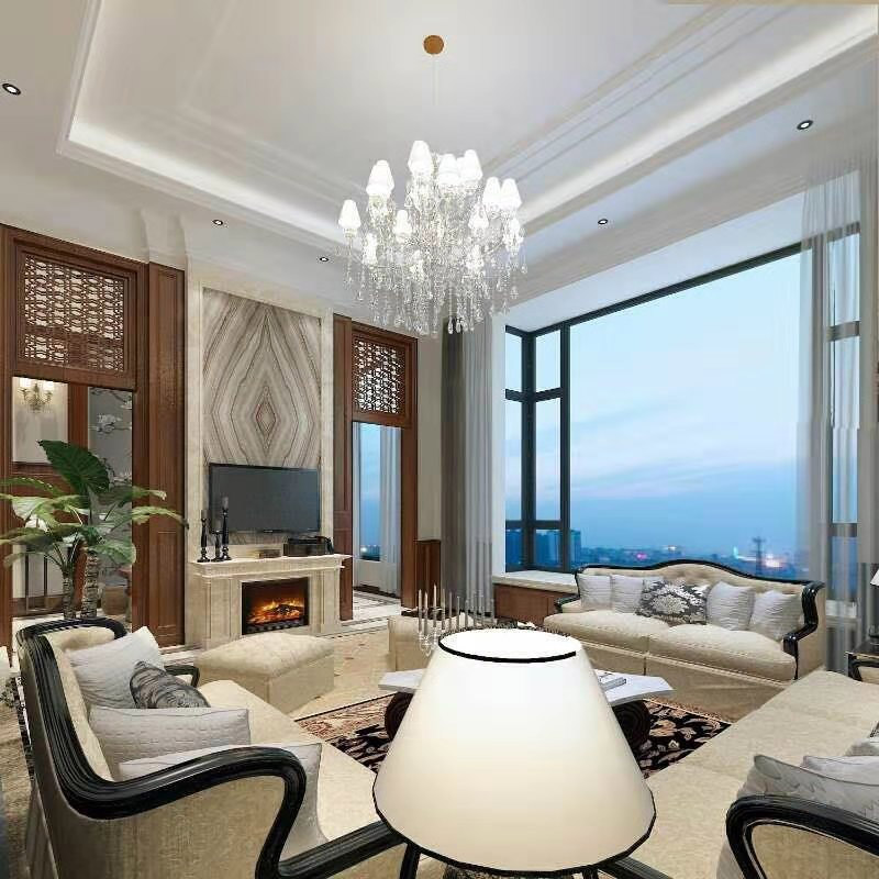 美式乡村风格室内装修效果图-学府一号复式230平米-客厅 美式乡村风格室内装修效果图-学府一号复式230平米-客厅