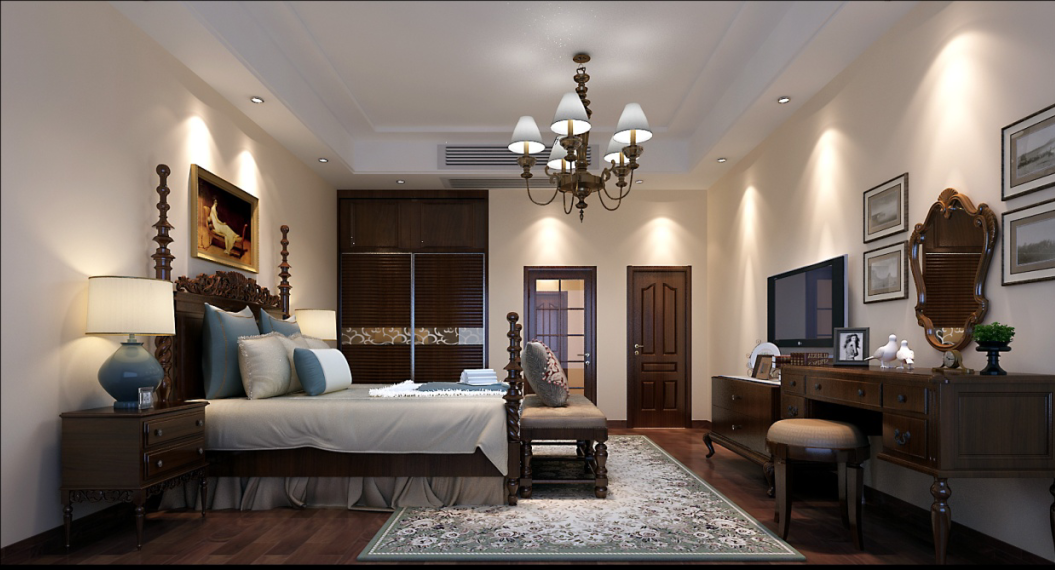 佛山装修公司美式风格室内装修效果图-卧室 佛山装修公司美式风格室内装修效果图-卧室