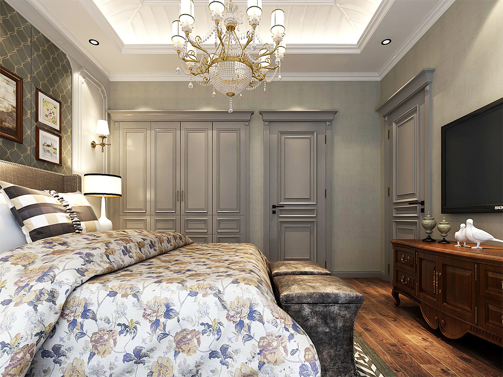 装修案例经典美式风格别墅装修效果图-次卧 装修案例经典美式风格别墅装修效果图-次卧
