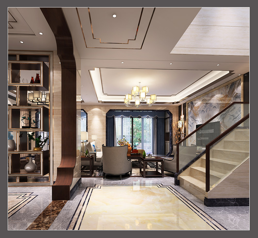 新中式风格别墅装修效果图-东逸湾翠河涧四居190平米-别墅楼梯 新中式风格别墅装修效果图-东逸湾翠河涧四居190平米-别墅楼梯