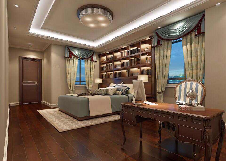 装修公司美式风格别墅装修效果图-主卧 装修公司美式风格别墅装修效果图-主卧