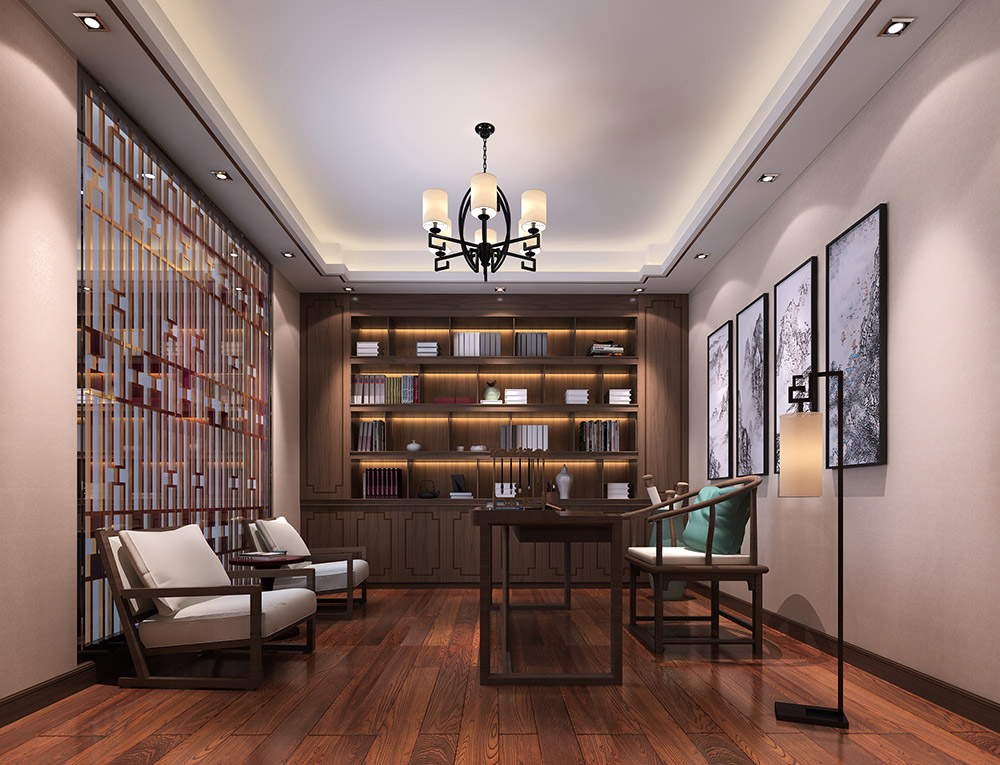 新中式风格别墅装修效果图-东逸湾翠河涧四居190平米-书房 新中式风格别墅装修效果图-东逸湾翠河涧四居190平米-书房