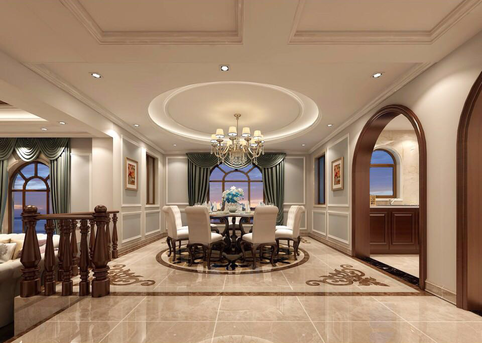 装修公司美式风格别墅装修效果图-餐厅 装修公司美式风格别墅装修效果图-餐厅