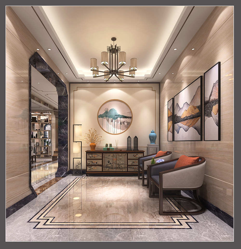 新中式风格别墅装修效果图-东逸湾翠河涧四居190平米-玄关 新中式风格别墅装修效果图-东逸湾翠河涧四居190平米-玄关