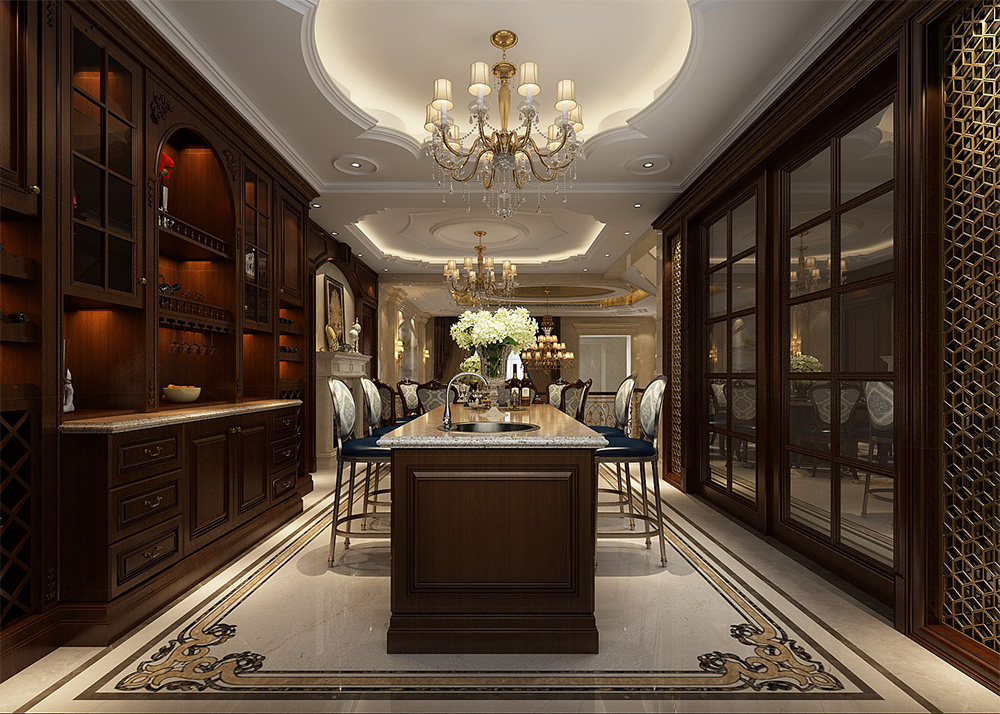 装修案例经典美式风格别墅装修效果图-餐厅全景 装修案例经典美式风格别墅装修效果图-餐厅全景