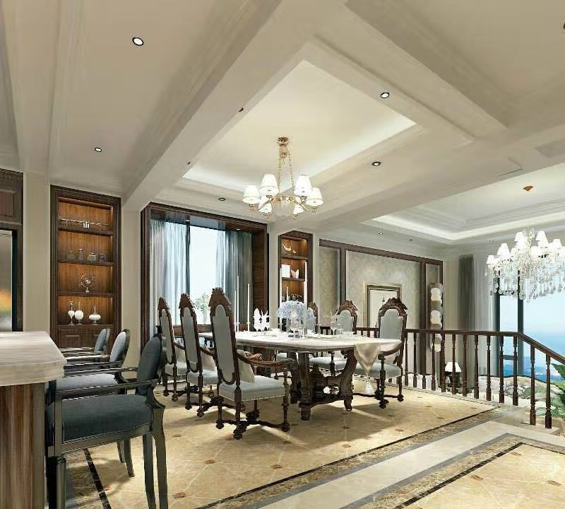 美式乡村风格室内装修效果图-学府一号复式230平米-餐厅 美式乡村风格室内装修效果图-学府一号复式230平米-餐厅