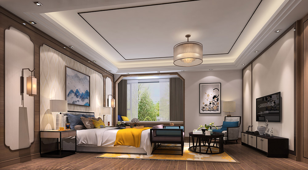 新中式风格别墅装修效果图-东逸湾翠河涧四居190平米-次卧 新中式风格别墅装修效果图-东逸湾翠河涧四居190平米-次卧